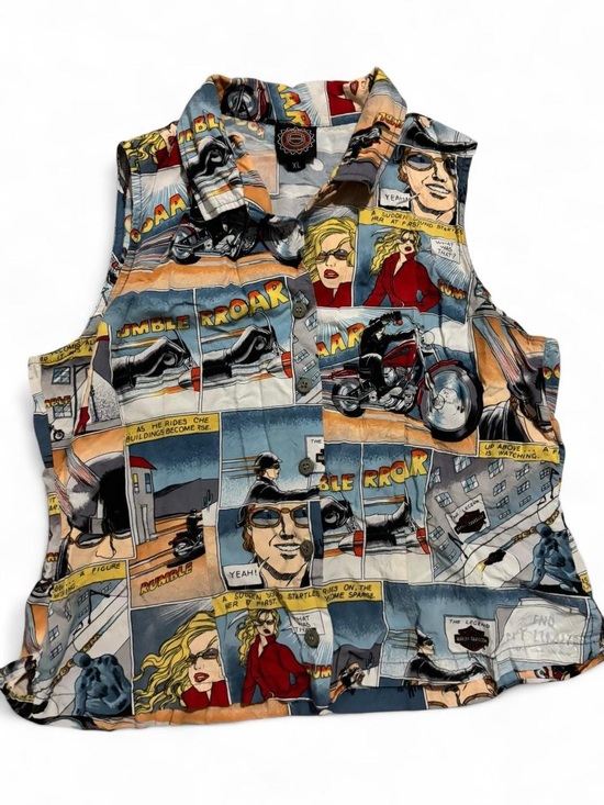 Harley-Davidson Tops - Vintage 90s Harley-Davidson Multicolor Comic Panel Shirt